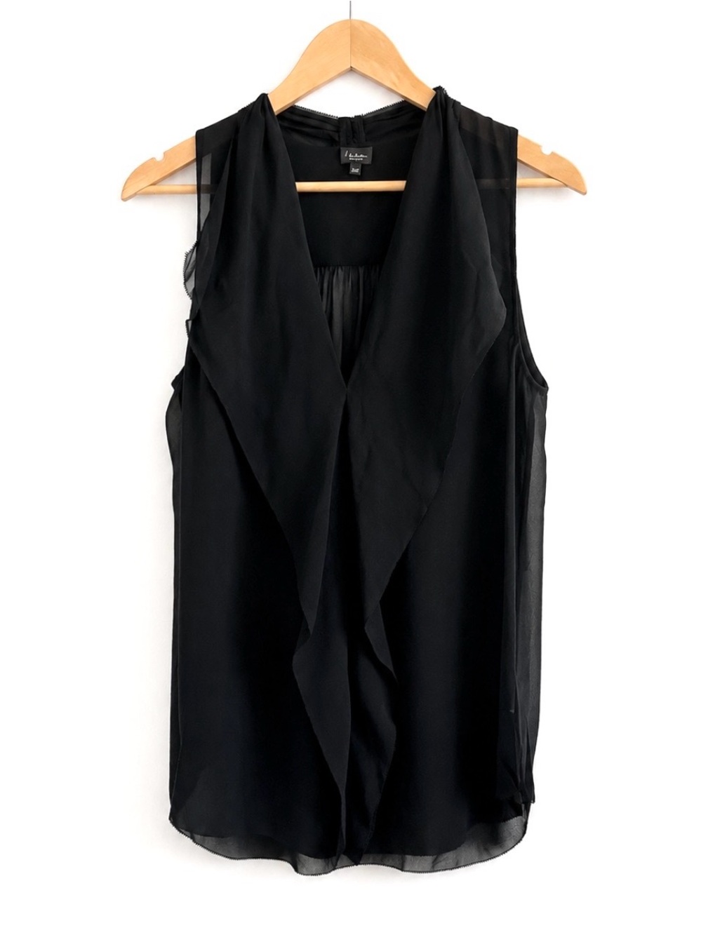 Aritzia T Babaton 100% Silk Draped Waterfall Blouse Quiet Luxury Black Small